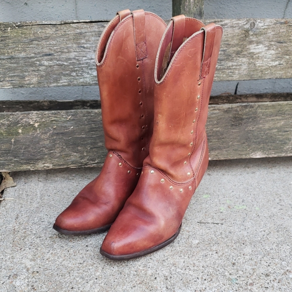 Women's Brown Leather Heeled Boots